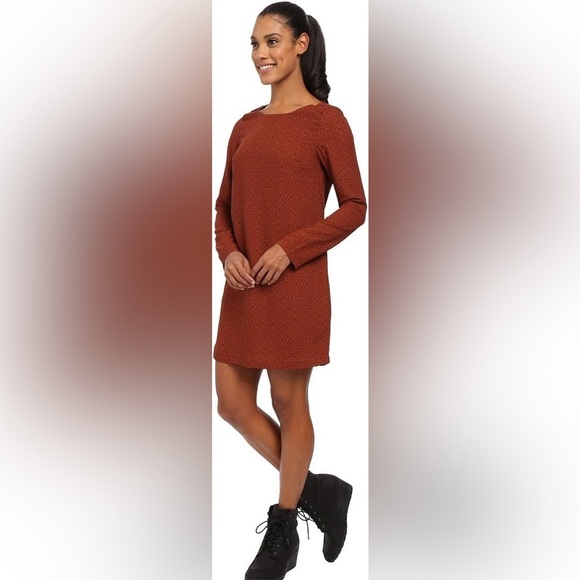 Prana Dress Women's Size Small Pomegranate Rust Long Sleeve Lightweight Cece - Picture 3 of 13
